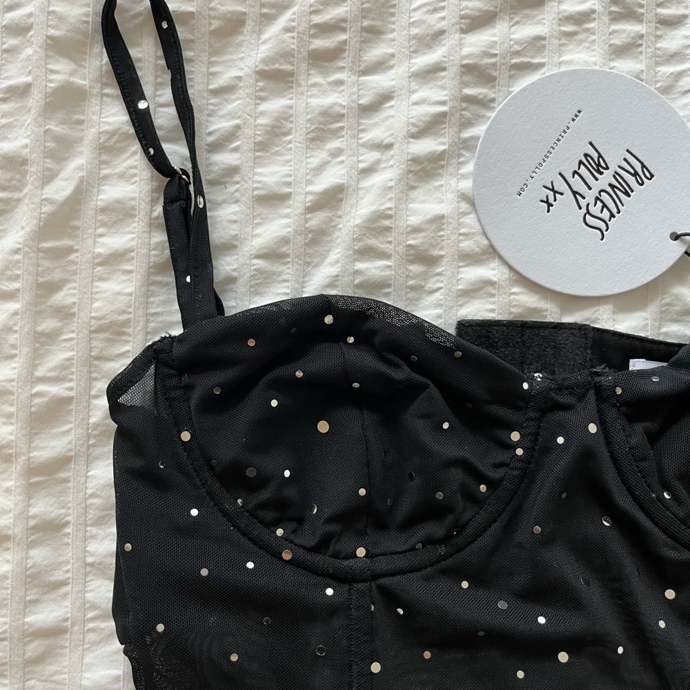Princess Polly Black Polka Dot Mesh Bustier Cami - Picture 4 of 10